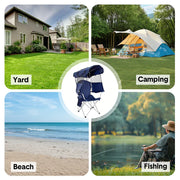 Foldable Canopy Shade Chair Outdoor Sturdy Frame Thickened Oxford Fabric Chair with Armrest Cup Holder and Carry Bag for Camping Fishing Yard Barbeque