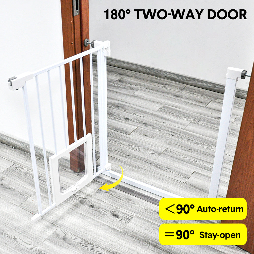 Alston 76cm Tall Baby Pet Security Gate Safety Adjustable Width with Cat Door for House Doorways Stairs Guard V985-CATDOORGATE