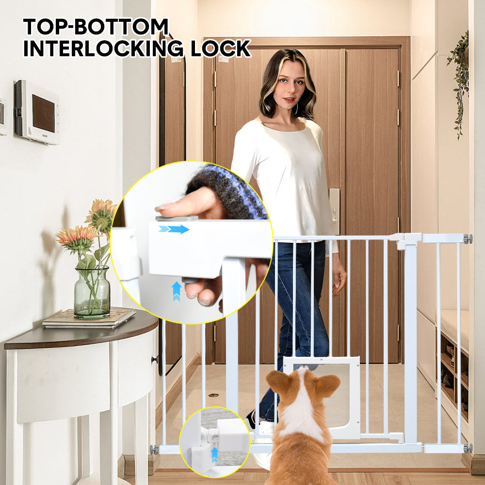 Alston 76cm Tall Baby Pet Security Gate Safety Adjustable Width with Cat Door for House Doorways Stairs Guard V985-CATDOORGATE