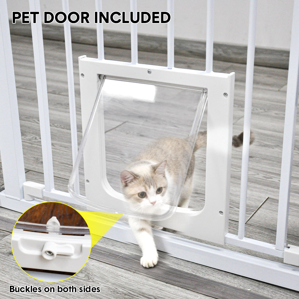 Alston 76cm Tall Baby Pet Security Gate Safety Adjustable Width with Cat Door for House Doorways Stairs Guard V985-CATDOORGATE