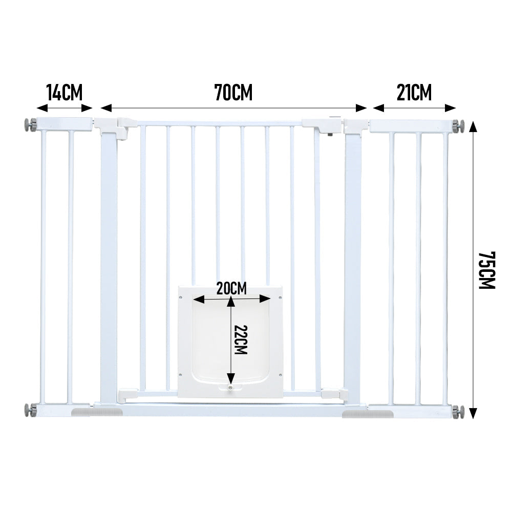 Alston 76cm Tall Baby Pet Security Gate Safety Adjustable Width with Cat Door for House Doorways Stairs Guard V985-CATDOORGATE