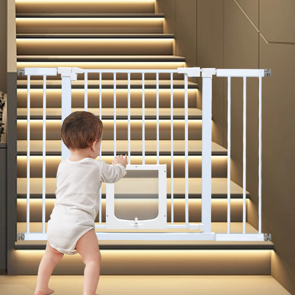 Alston 76cm Tall Baby Pet Security Gate Safety Adjustable Width with Cat Door for House Doorways Stairs Guard V985-CATDOORGATE