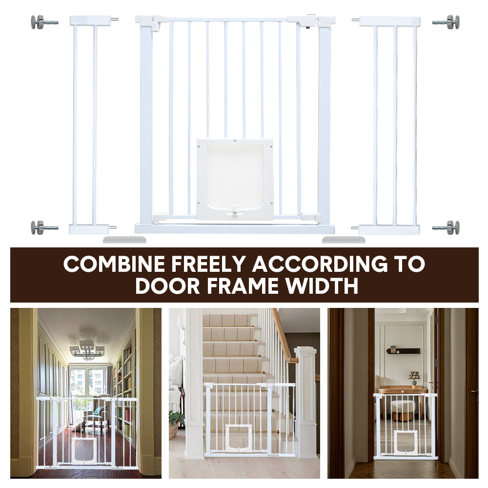 Alston 76cm Tall Baby Pet Security Gate Safety Adjustable Width with Cat Door for House Doorways Stairs Guard V985-CATDOORGATE