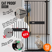 Alston Extra Tall 150cm Baby Pet Security Gate Balck Safety Gate Easy Fit Fence Two Way Opening No Drill V985-CATPROOFDOOR