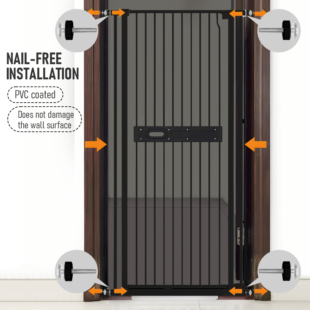Alston Extra Tall 150cm Baby Pet Security Gate Balck Safety Gate Easy Fit Fence Two Way Opening No Drill V985-CATPROOFDOOR