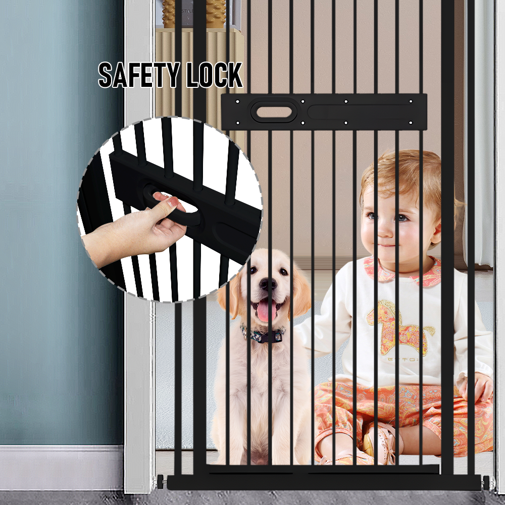 Alston Extra Tall 150cm Baby Pet Security Gate Balck Safety Gate Easy Fit Fence Two Way Opening No Drill V985-CATPROOFDOOR