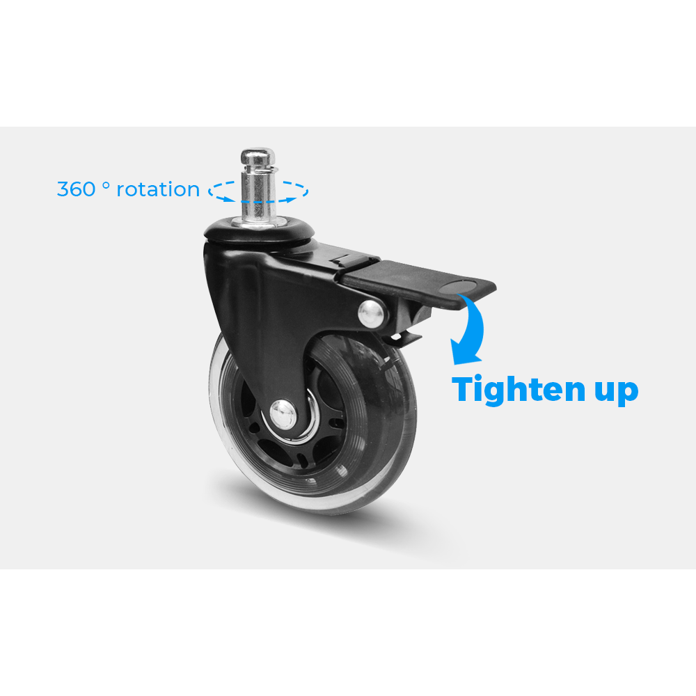 5 pcs Office Chair Casters 360 Rotatable Replacement Wheels with Locks V985-CHAIRCASTERS