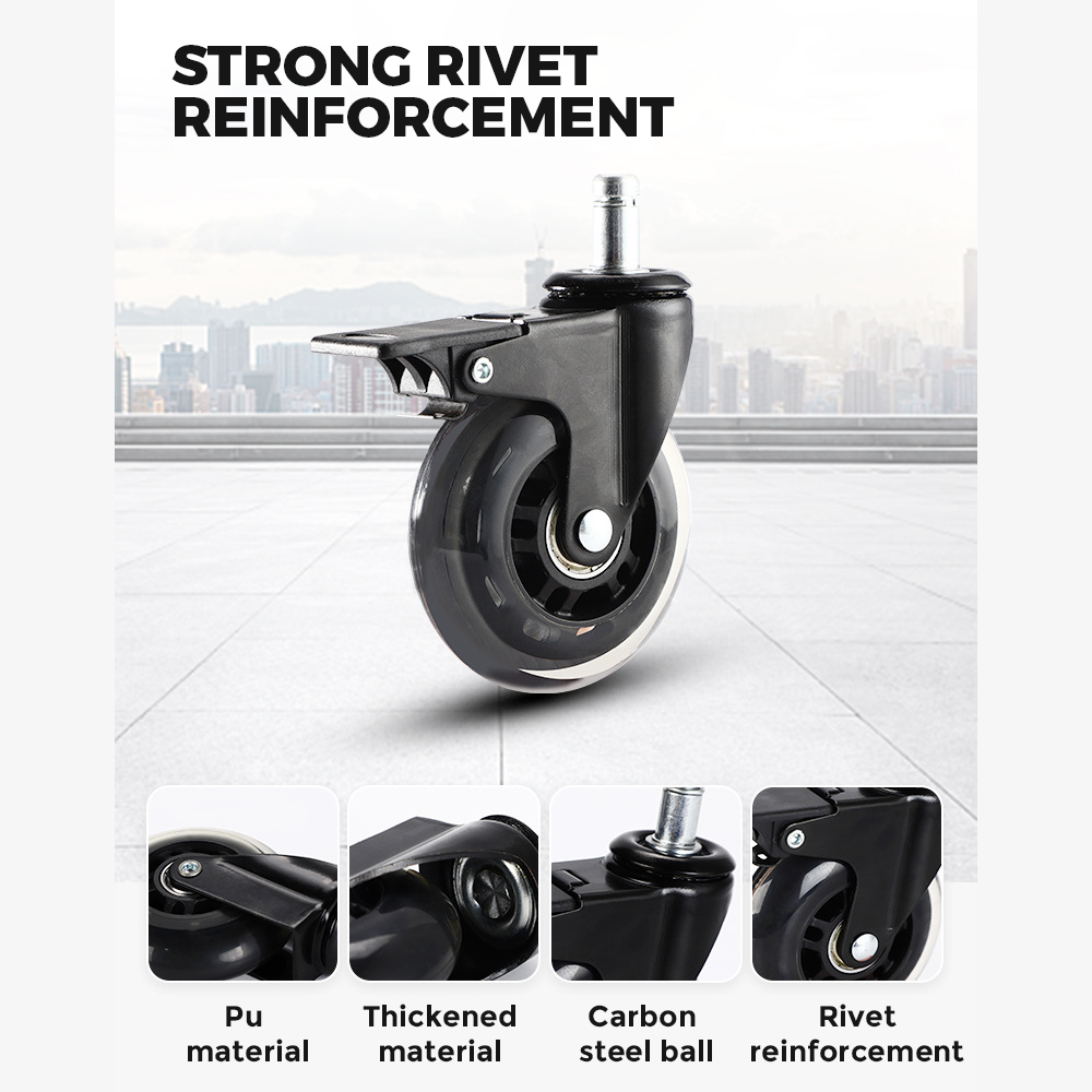5 pcs Office Chair Casters 360 Rotatable Replacement Wheels with Locks V985-CHAIRCASTERS