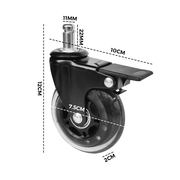 5 pcs Office Chair Casters 360 Rotatable Replacement Wheels with Locks V985-CHAIRCASTERS