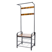 4-In-1 Coat Rack Large Capacity Freestanding Hall Tree 183 High Entryway Bench with 8 Detachable Hooks V985-COATRACK