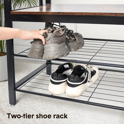 4-In-1 Coat Rack Large Capacity Freestanding Hall Tree 183 High Entryway Bench with 8 Detachable Hooks V985-COATRACK