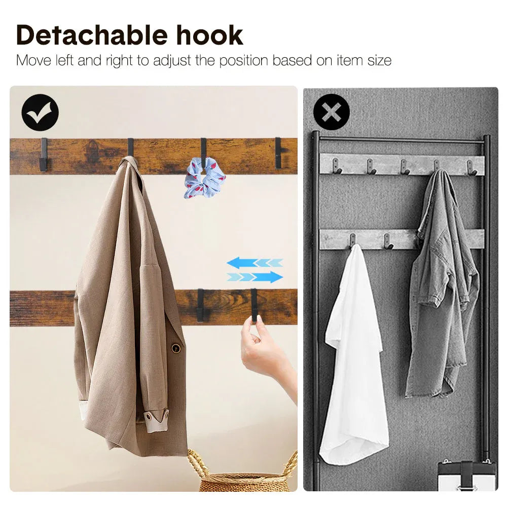 4-In-1 Coat Rack Large Capacity Freestanding Hall Tree 183 High Entryway Bench with 8 Detachable Hooks V985-COATRACK