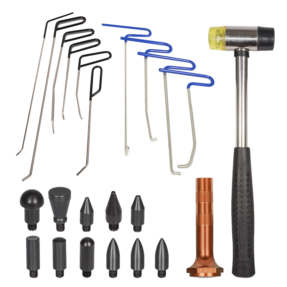 23pcs PDR Tools Push Rods Spring Stainless Steel Dent Repair Kit Dent Removal Rods Set for Car Minor Dents V985-DENTRODSKIT