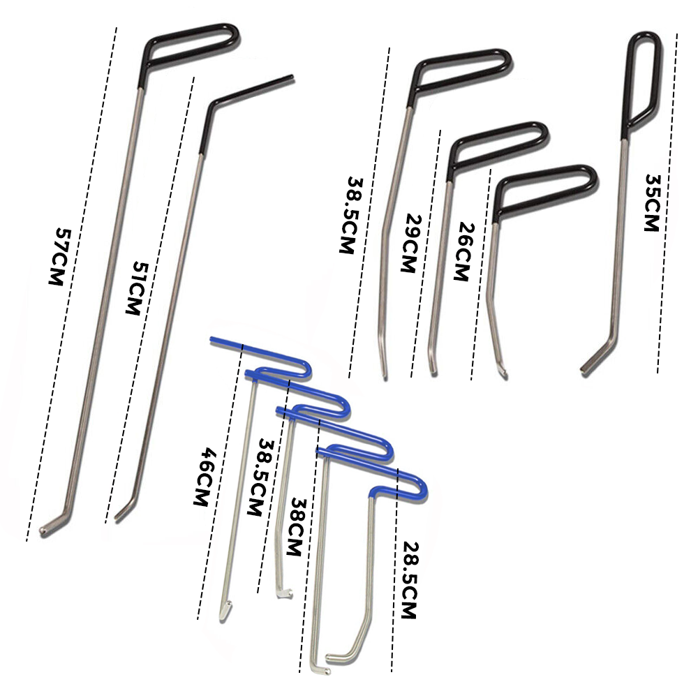 23pcs PDR Tools Push Rods Spring Stainless Steel Dent Repair Kit Dent Removal Rods Set for Car Minor Dents V985-DENTRODSKIT