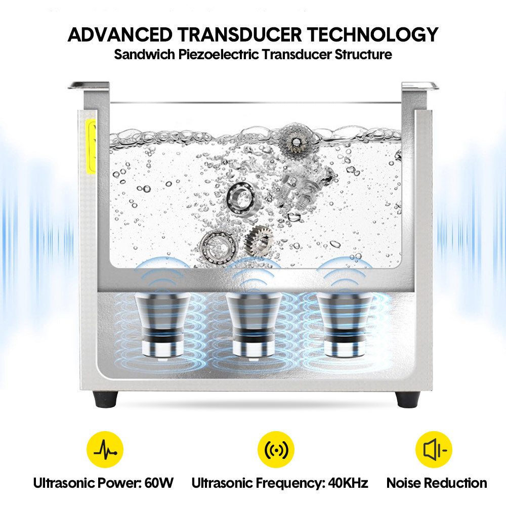 2L Ultrasonic Cleaner Lab-Grade Stainless Steel Ultrasonic Cleaning Machine Digital Heating Timer and Basket V985-DIGITALULTRASONIC