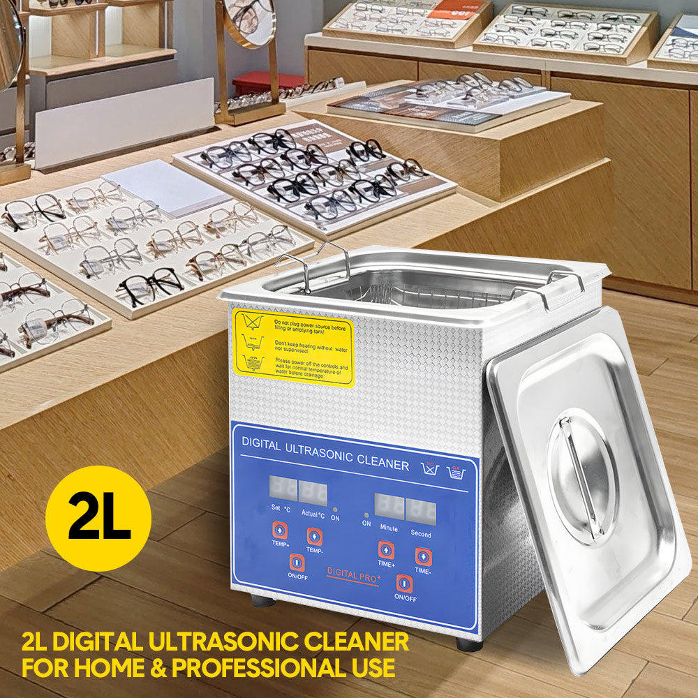 2L Ultrasonic Cleaner Lab-Grade Stainless Steel Ultrasonic Cleaning Machine Digital Heating Timer and Basket V985-DIGITALULTRASONIC