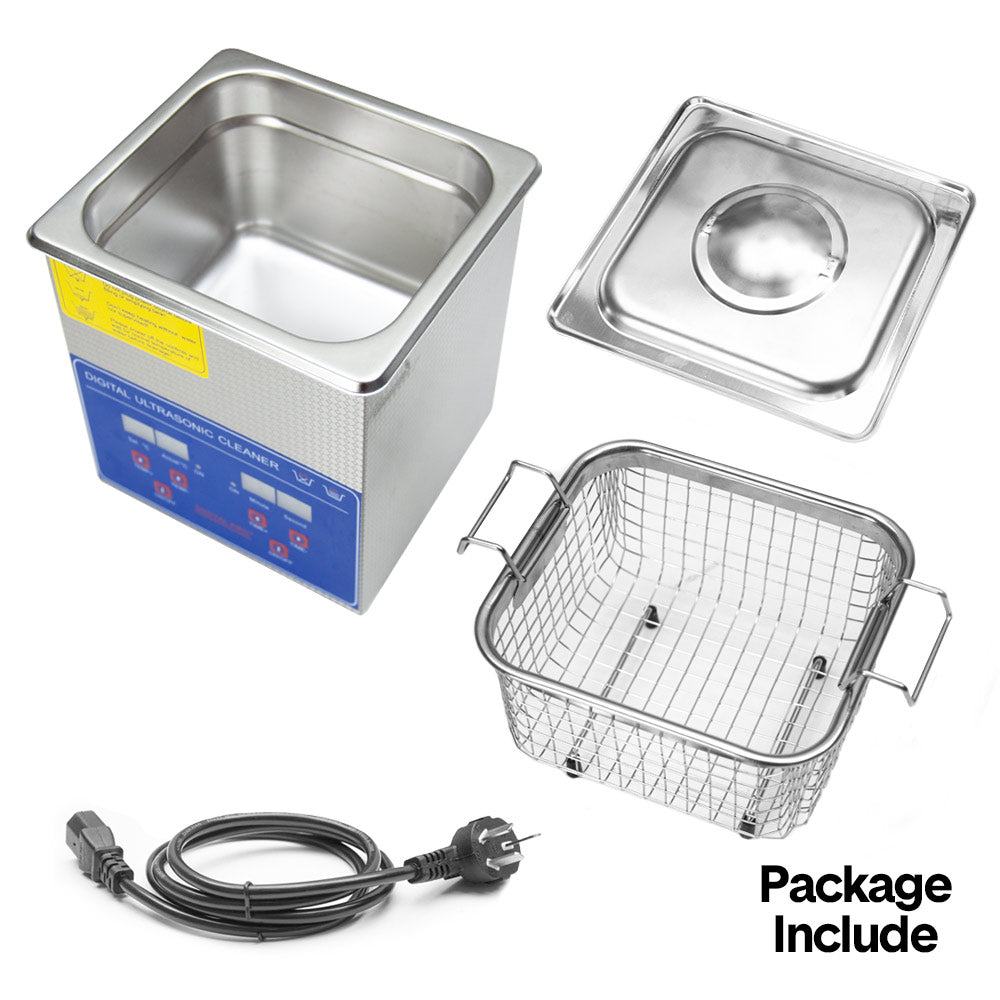 2L Ultrasonic Cleaner Lab-Grade Stainless Steel Ultrasonic Cleaning Machine Digital Heating Timer and Basket V985-DIGITALULTRASONIC