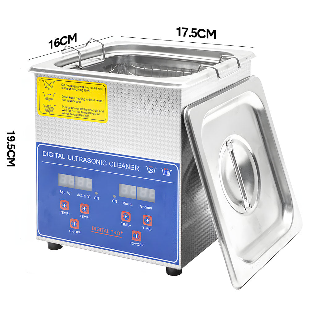 2L Ultrasonic Cleaner Lab-Grade Stainless Steel Ultrasonic Cleaning Machine Digital Heating Timer and Basket V985-DIGITALULTRASONIC
