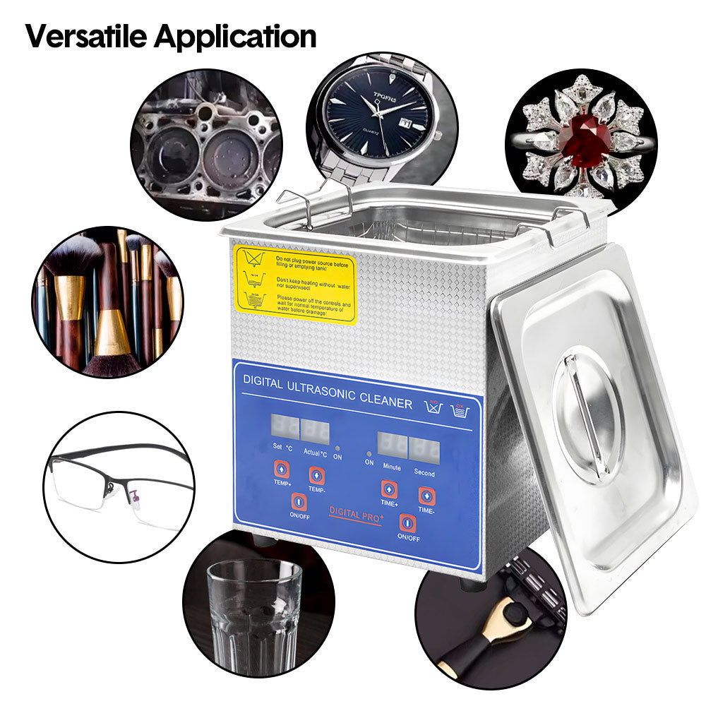 2L Ultrasonic Cleaner Lab-Grade Stainless Steel Ultrasonic Cleaning Machine Digital Heating Timer and Basket V985-DIGITALULTRASONIC