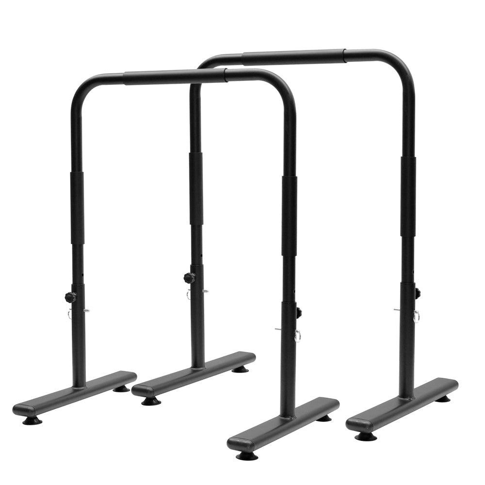 Set of 2 Functional Fitness Dip Stands Station Height Adjustable Dip Bars Portable Parallettes Calisthenics V985-DIPBAR