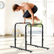 Set of 2 Functional Fitness Dip Stands Station Height Adjustable Dip Bars Portable Parallettes Calisthenics V985-DIPBAR