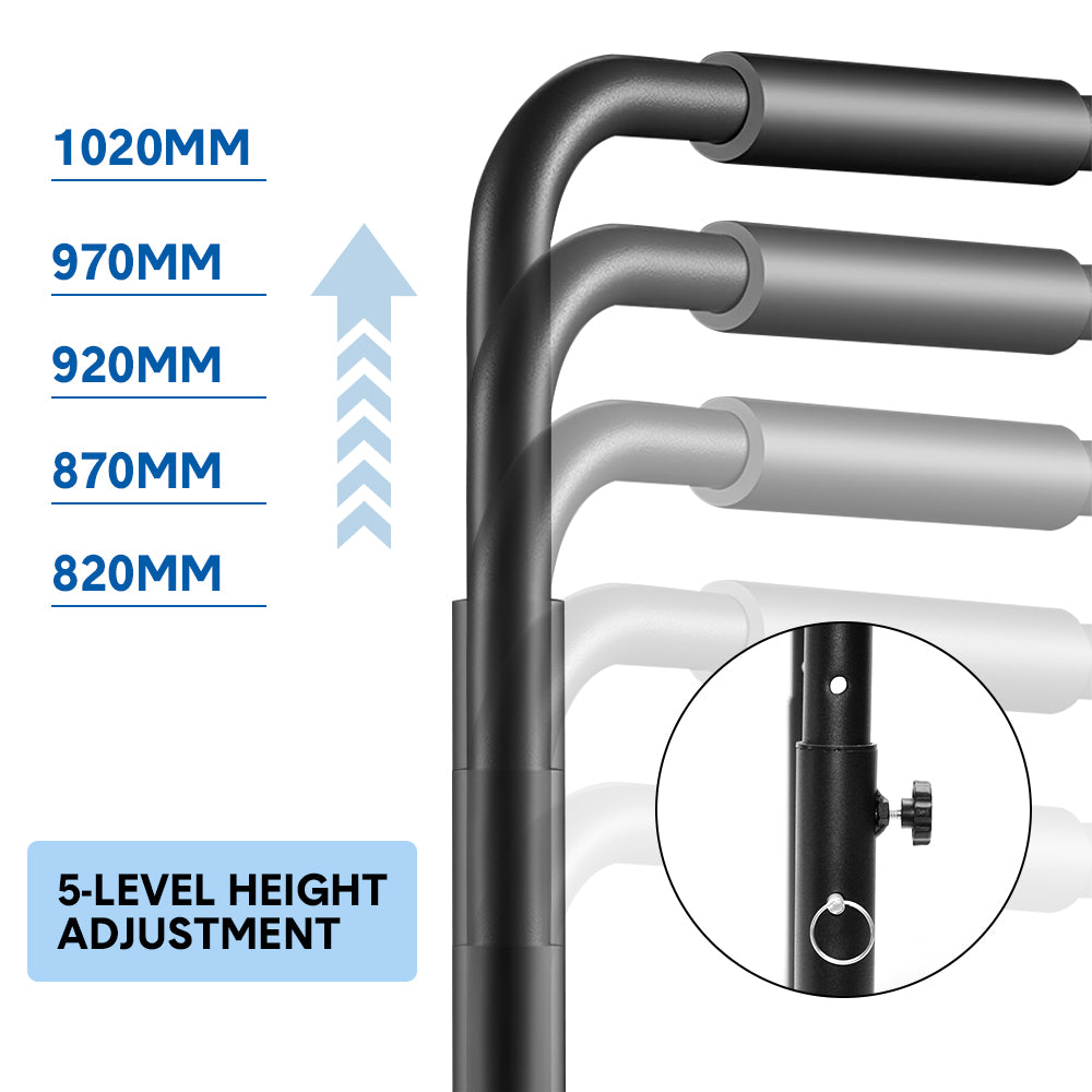 Set of 2 Functional Fitness Dip Stands Station Height Adjustable Dip Bars Portable Parallettes Calisthenics V985-DIPBAR