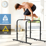 Set of 2 Functional Fitness Dip Stands Station Height Adjustable Dip Bars Portable Parallettes Calisthenics V985-DIPBAR