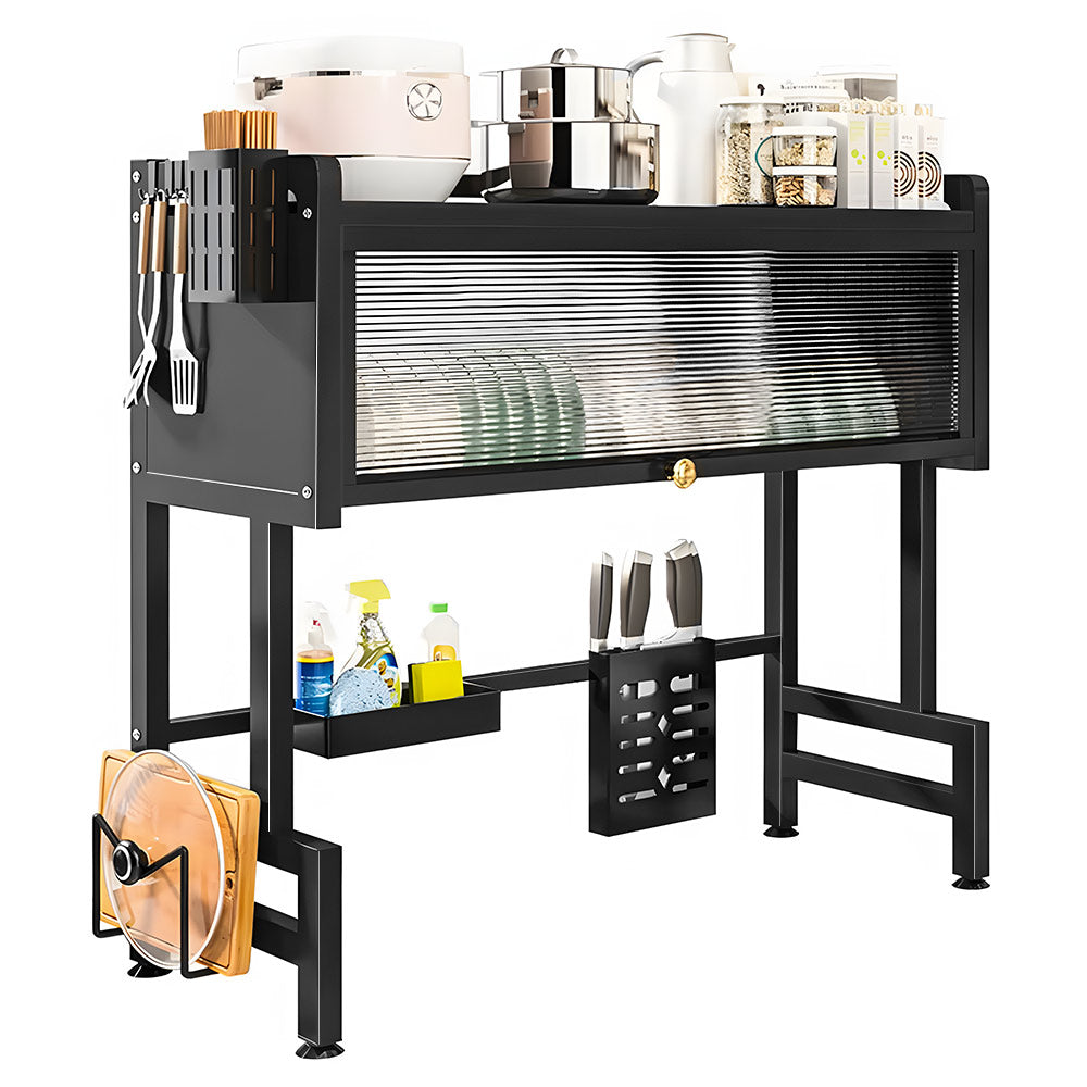 Over The Sink Dish Drying Rack Carbon Steel Dish Drainer Drying Rack 85cm Long Sink Caddy with Door and V985-DISHDRYINGRACK