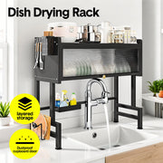 Over The Sink Dish Drying Rack Carbon Steel Dish Drainer Drying Rack 85cm Long Sink Caddy with Door and V985-DISHDRYINGRACK