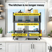 Over The Sink Dish Drying Rack Carbon Steel Dish Drainer Drying Rack 85cm Long Sink Caddy with Door and V985-DISHDRYINGRACK