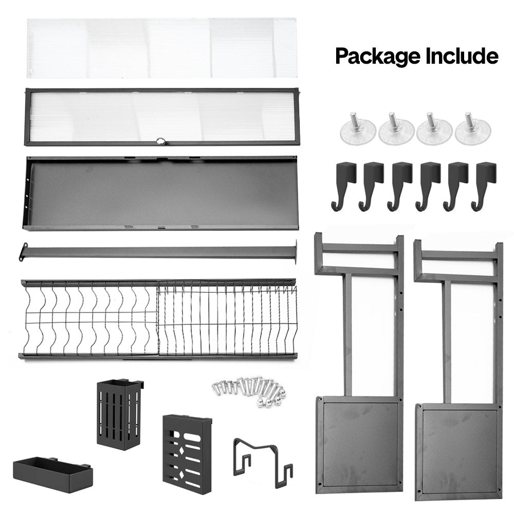Over The Sink Dish Drying Rack Carbon Steel Dish Drainer Drying Rack 85cm Long Sink Caddy with Door and V985-DISHDRYINGRACK