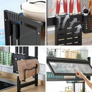 Over The Sink Dish Drying Rack Carbon Steel Dish Drainer Drying Rack 85cm Long Sink Caddy with Door and V985-DISHDRYINGRACK