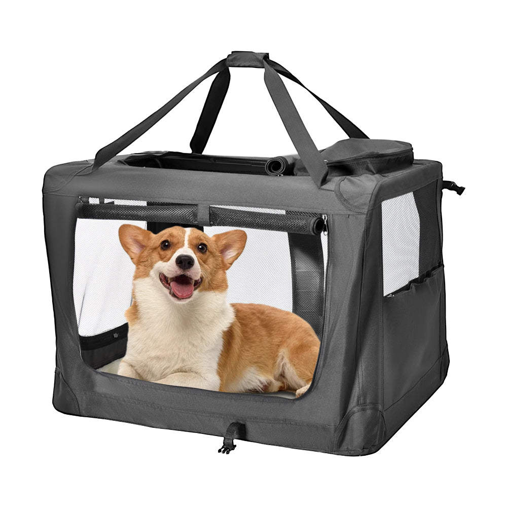 Foldable Dog Carrier Large Pet Travel Bag Portable and Breathable Car Travel Transport Kennel 72x52x52cm Load V985-DOGCARRIER