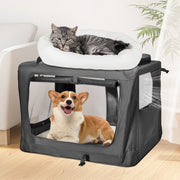 Foldable Dog Carrier Large Pet Travel Bag Portable and Breathable Car Travel Transport Kennel 72x52x52cm Load V985-DOGCARRIER