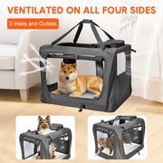 Foldable Dog Carrier Large Pet Travel Bag Portable and Breathable Car Travel Transport Kennel 72x52x52cm Load V985-DOGCARRIER