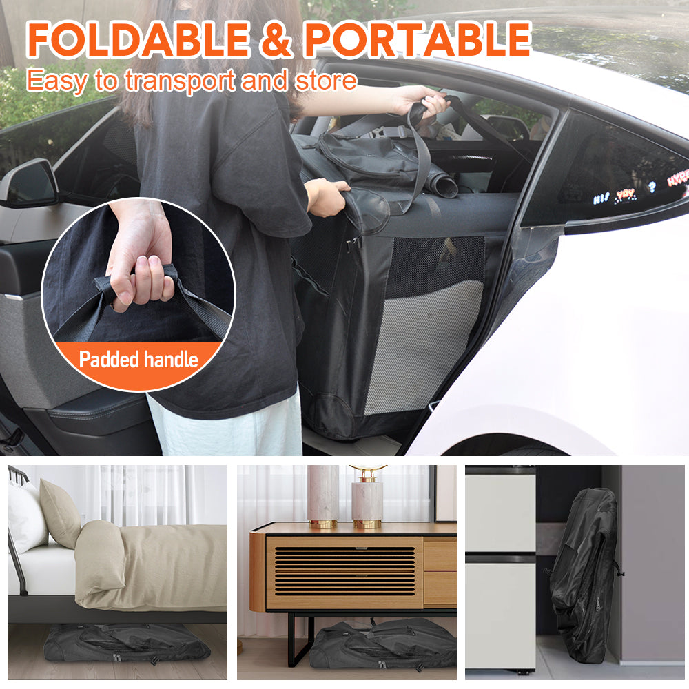 Foldable Dog Carrier Large Pet Travel Bag Portable and Breathable Car Travel Transport Kennel 72x52x52cm Load V985-DOGCARRIER