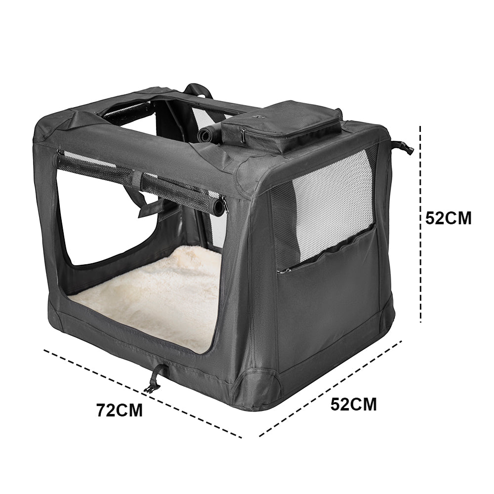 Foldable Dog Carrier Large Pet Travel Bag Portable and Breathable Car Travel Transport Kennel 72x52x52cm Load V985-DOGCARRIER