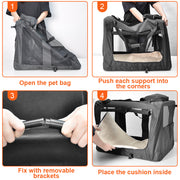 Foldable Dog Carrier Large Pet Travel Bag Portable and Breathable Car Travel Transport Kennel 72x52x52cm Load V985-DOGCARRIER