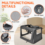 Foldable Dog Carrier Large Pet Travel Bag Portable and Breathable Car Travel Transport Kennel 72x52x52cm Load V985-DOGCARRIER