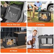 Foldable Dog Carrier Large Pet Travel Bag Portable and Breathable Car Travel Transport Kennel 72x52x52cm Load V985-DOGCARRIER
