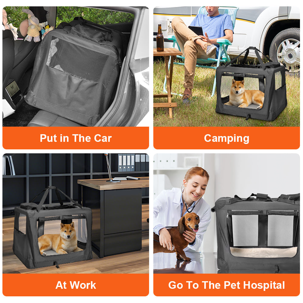 Foldable Dog Carrier Large Pet Travel Bag Portable and Breathable Car Travel Transport Kennel 72x52x52cm Load V985-DOGCARRIER