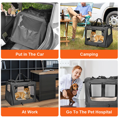 Foldable Dog Carrier Large Pet Travel Bag Portable and Breathable Car Travel Transport Kennel 72x52x52cm Load V985-DOGCARRIER