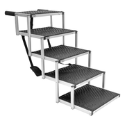 Folding Dog Stair Lightweight Aluminium Dog Ramp Adjustable Height 5 Steps Pet Ladder Loads up to 70Kg with V985-DOGSTAIR