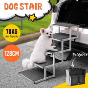 Folding Dog Stair Lightweight Aluminium Dog Ramp Adjustable Height 5 Steps Pet Ladder Loads up to 70Kg with V985-DOGSTAIR