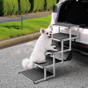 Folding Dog Stair Lightweight Aluminium Dog Ramp Adjustable Height 5 Steps Pet Ladder Loads up to 70Kg with V985-DOGSTAIR