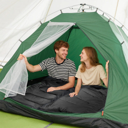 Detachable Double Sleeping Bag with 2 Pillows Queen Size- 2-in-1 Convertible Design Waterproof Warm V985-DOUBLESLEEPBAG