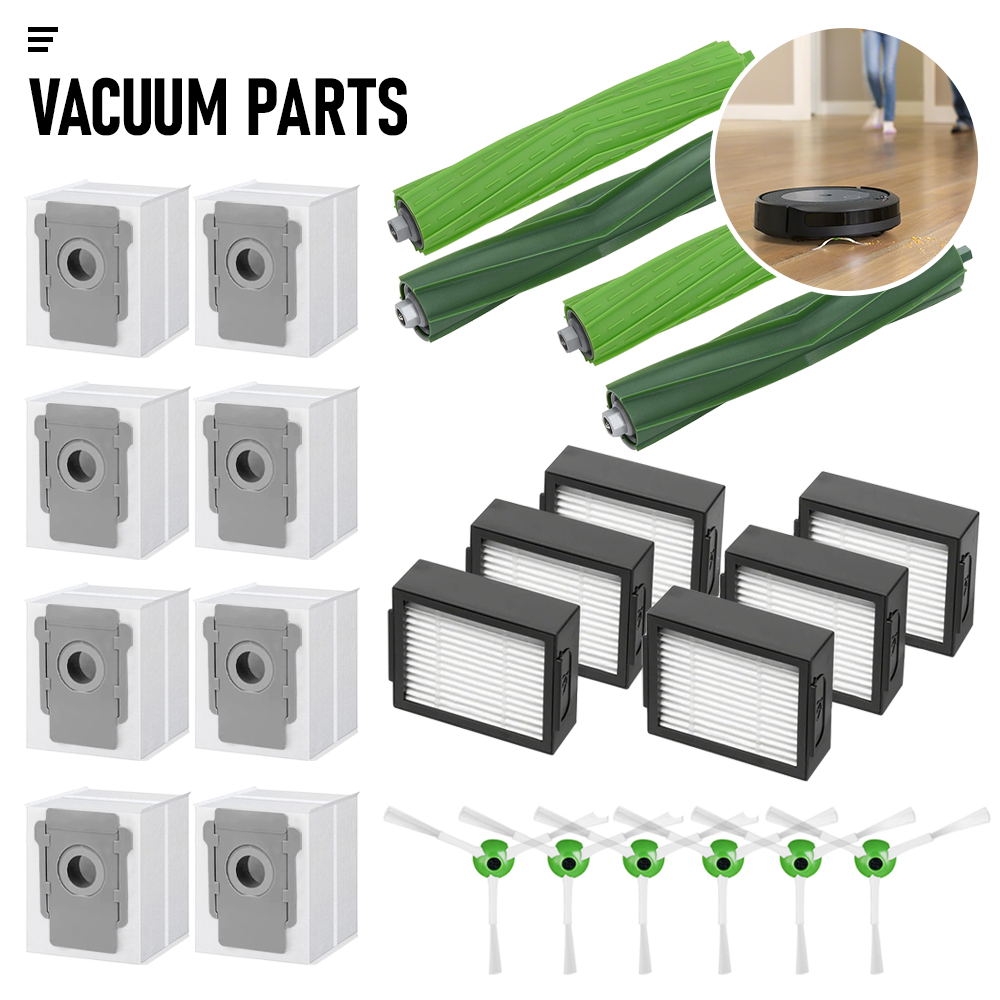 Vacuum Parts Kit Replacement Parts for iRobot Roomba i7 i7 Plus i8 j7 i4 i3 E5 E6 E7 Include 4 Roller Brushes V985-DUSTCLEANERKIT