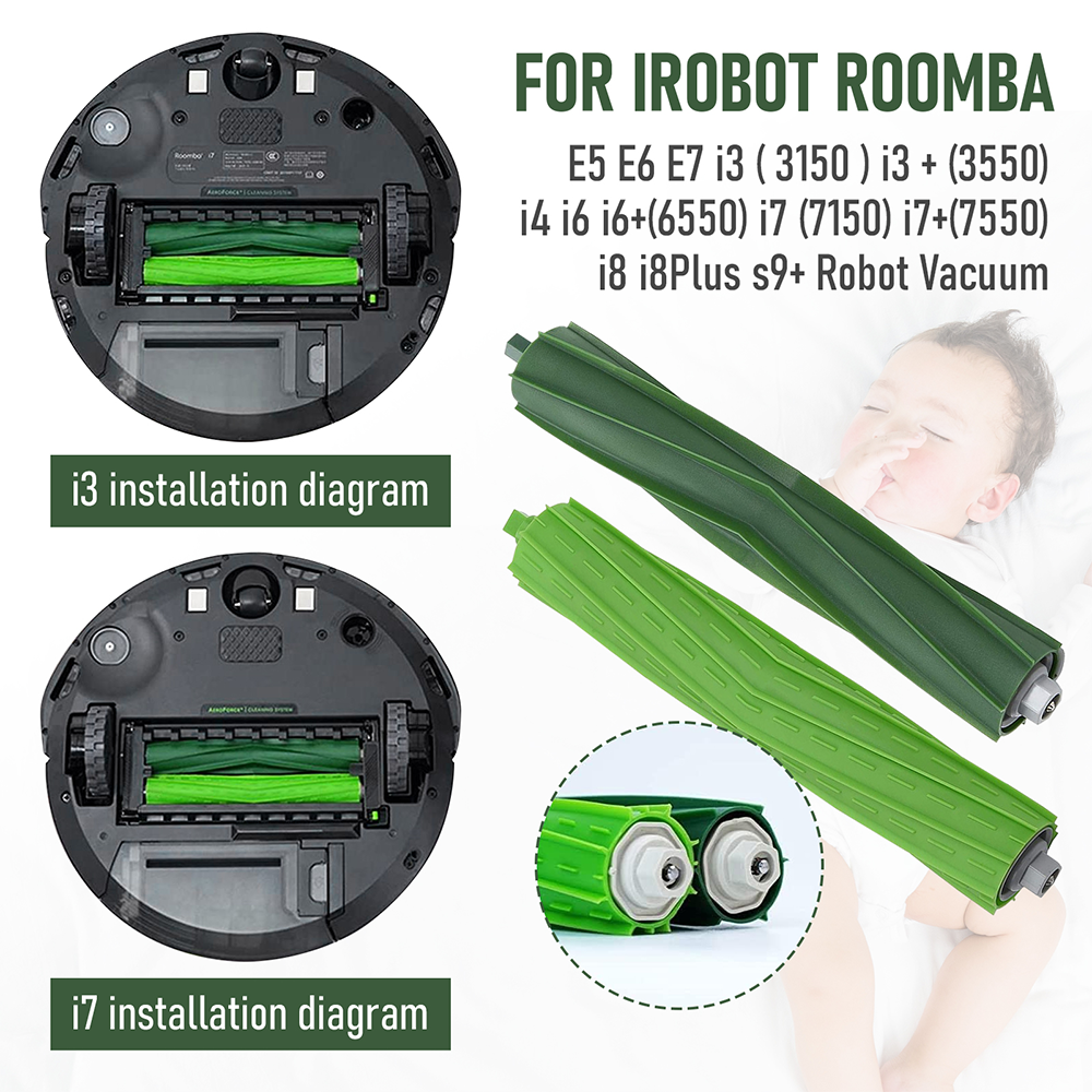 Vacuum Parts Kit Replacement Parts for iRobot Roomba i7 i7 Plus i8 j7 i4 i3 E5 E6 E7 Include 4 Roller Brushes V985-DUSTCLEANERKIT