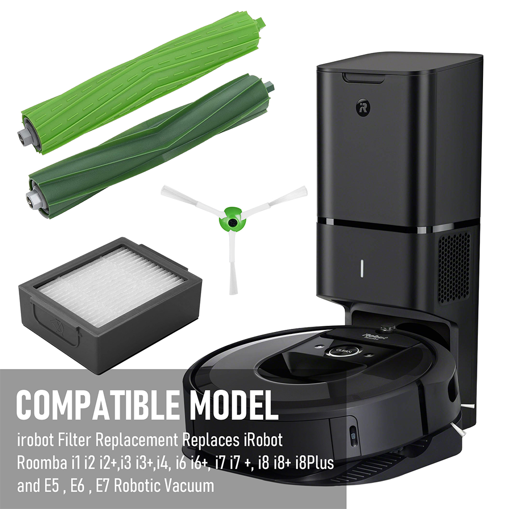 Vacuum Parts Kit Replacement Parts for iRobot Roomba i7 i7 Plus i8 j7 i4 i3 E5 E6 E7 Include 4 Roller Brushes V985-DUSTCLEANERKIT
