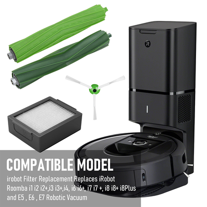 Vacuum Parts Kit Replacement Parts for iRobot Roomba i7 i7 Plus i8 j7 i4 i3 E5 E6 E7 Include 4 Roller Brushes V985-DUSTCLEANERKIT